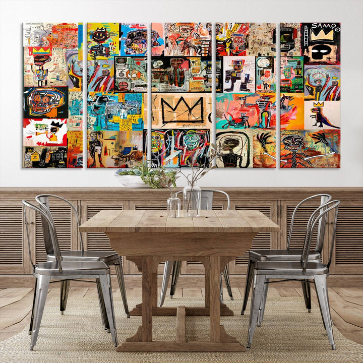 Graffiti Jean-Michel Basquiat Arts of Collage Abstract Wall Art Canvas Print