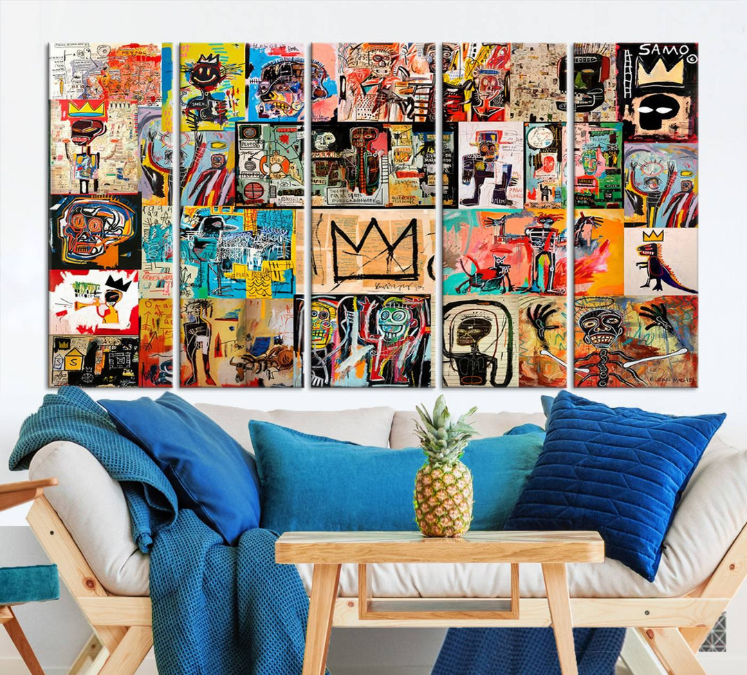 Graffiti Jean-Michel Basquiat Arts of Collage Abstract Wall Art Canvas Print