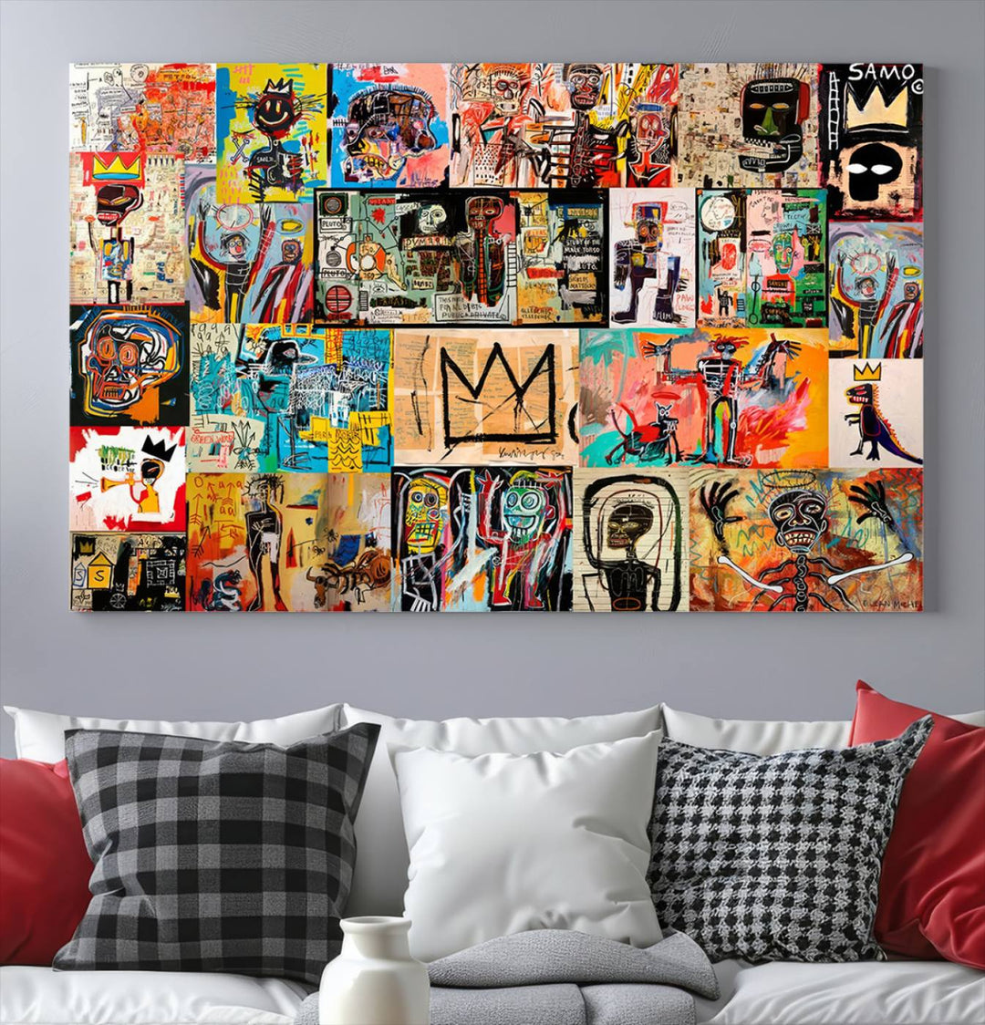 Graffiti Jean-Michel Basquiat Arts of Collage Abstract Wall Art Canvas Print