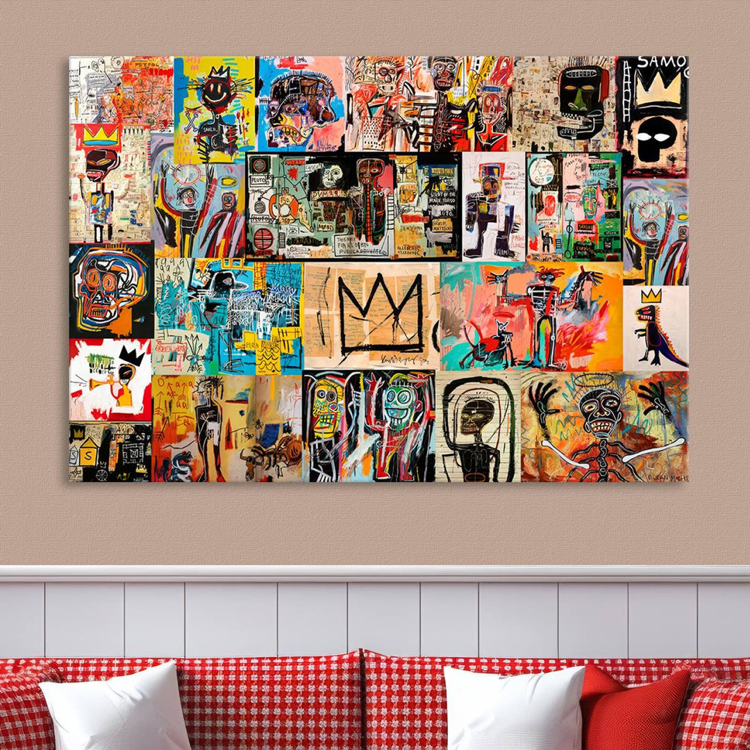 Graffiti Jean-Michel Basquiat Arts of Collage Abstract Wall Art Canvas Print