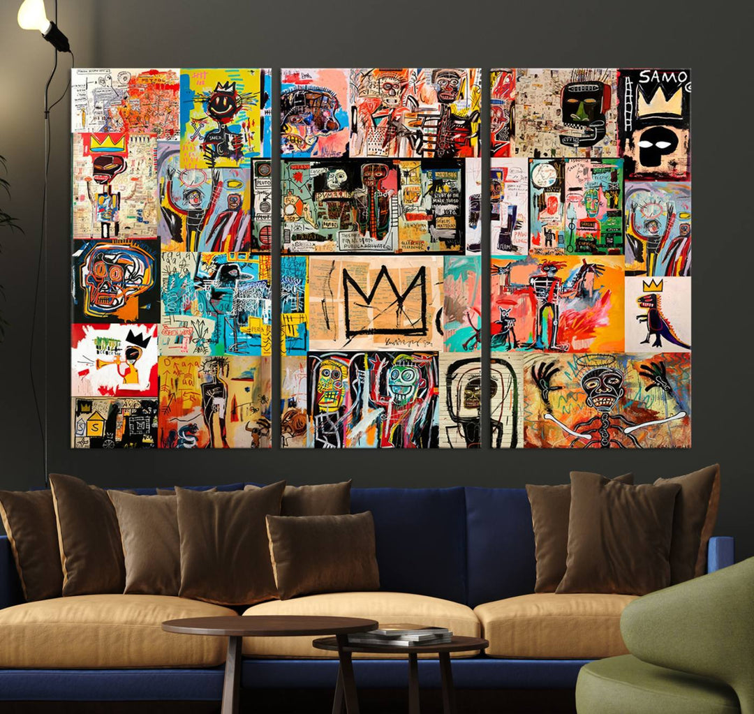 Graffiti Jean-Michel Basquiat Arts of Collage Abstract Wall Art Canvas Print