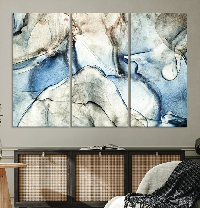 Gray Blue Modern Abstract Canvas Wall Art Print Large Wall Decor