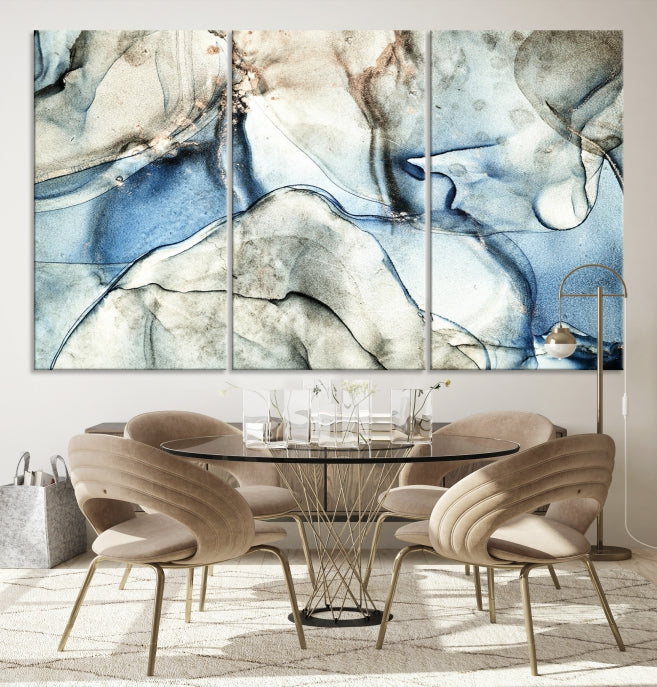 Gray Blue Modern Abstract Canvas Wall Art Print Large Wall Decor