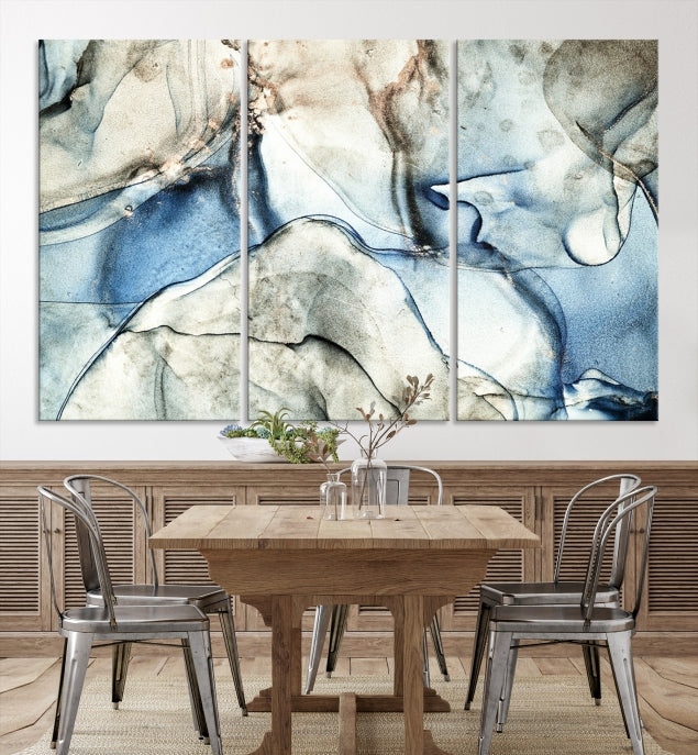 Gray Blue Modern Abstract Canvas Wall Art Print Large Wall Decor