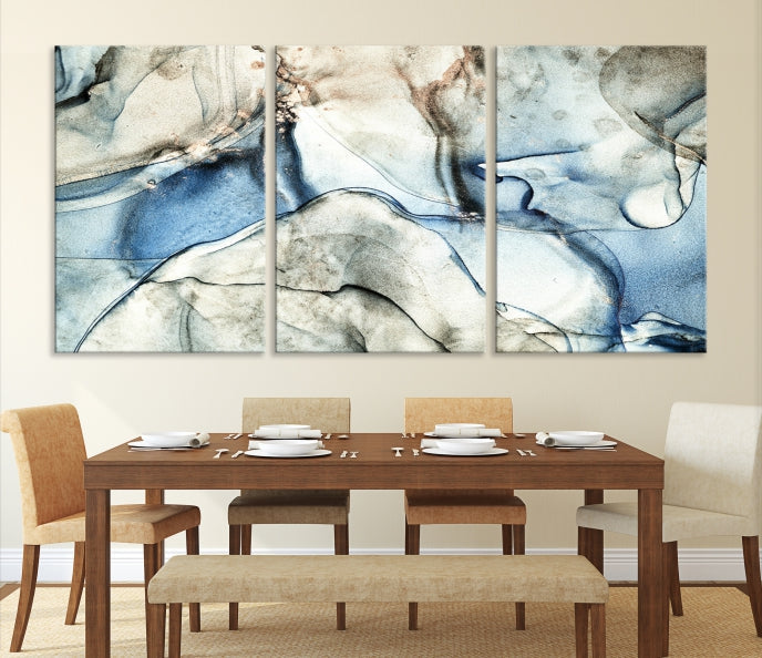 Gray Blue Modern Abstract Canvas Wall Art Print Large Wall Decor