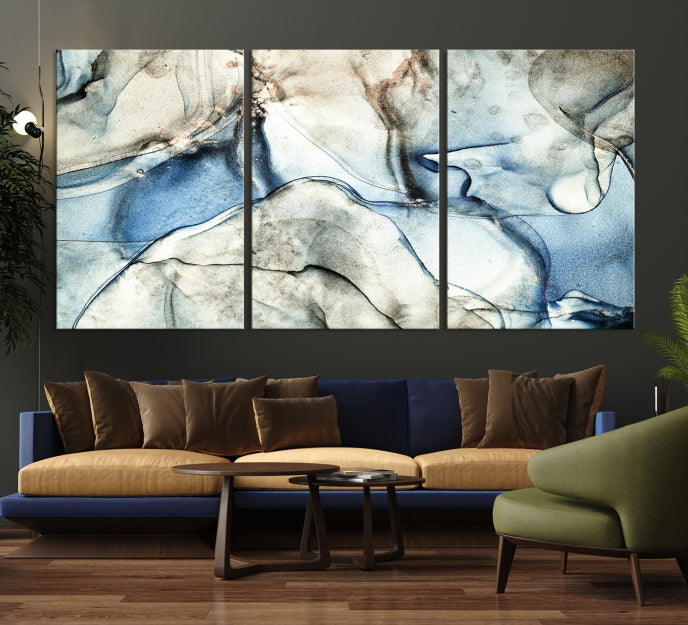 Gray Blue Modern Abstract Canvas Wall Art Print Large Wall Decor