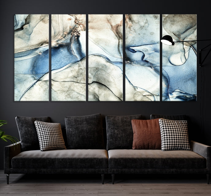 Gray Blue Modern Abstract Canvas Wall Art Print Large Wall Decor