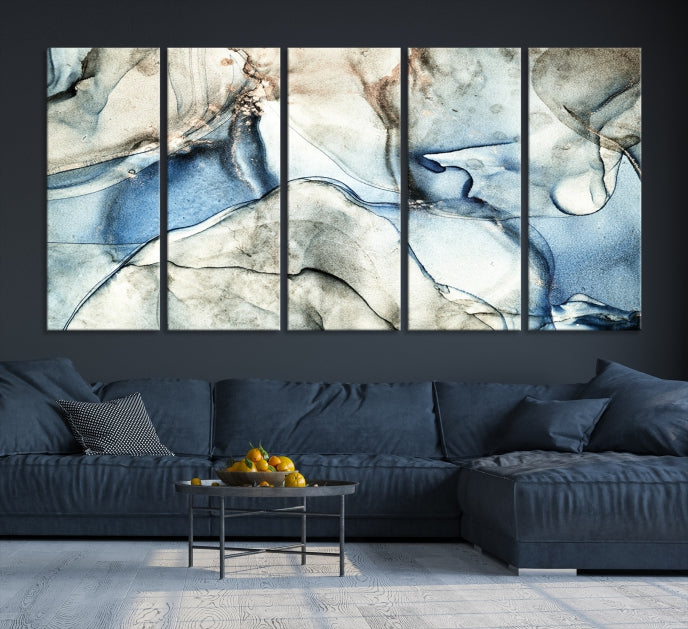 Gray Blue Modern Abstract Canvas Wall Art Print Large Wall Decor