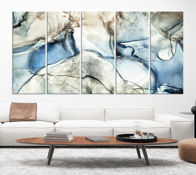 Gray Blue Modern Abstract Canvas Wall Art Print Large Wall Decor