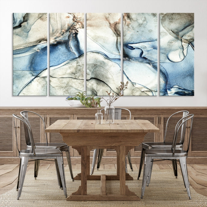 Gray Blue Modern Abstract Canvas Wall Art Print Large Wall Decor