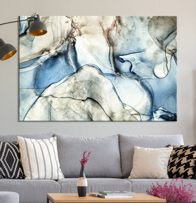 Gray Blue Modern Abstract Canvas Wall Art Print Large Wall Decor