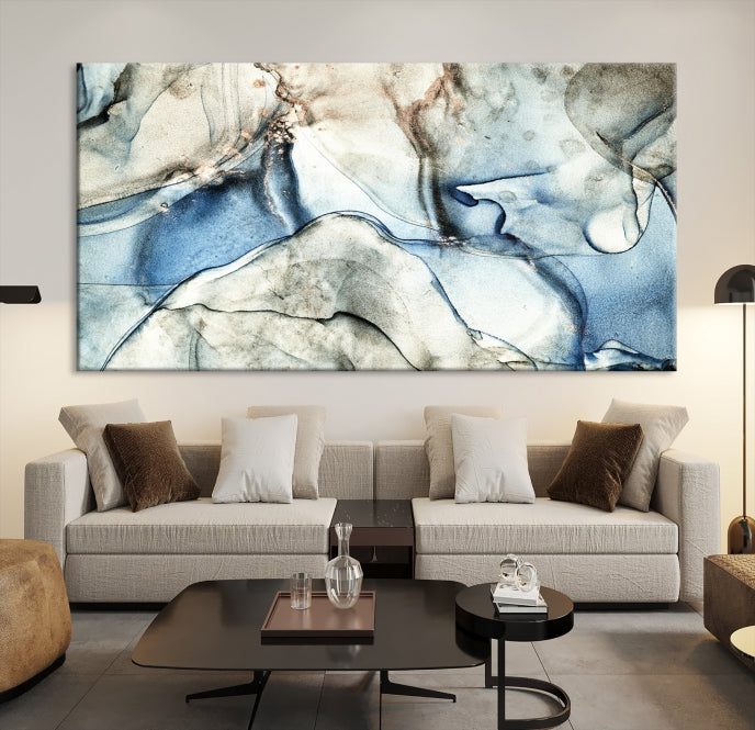 Gray Blue Modern Abstract Canvas Wall Art Print Large Wall Decor