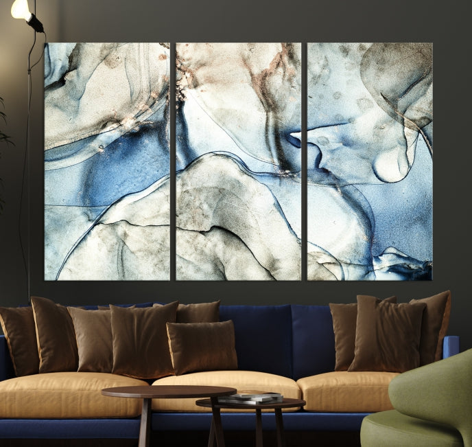 Gray Blue Modern Abstract Canvas Wall Art Print Large Wall Decor