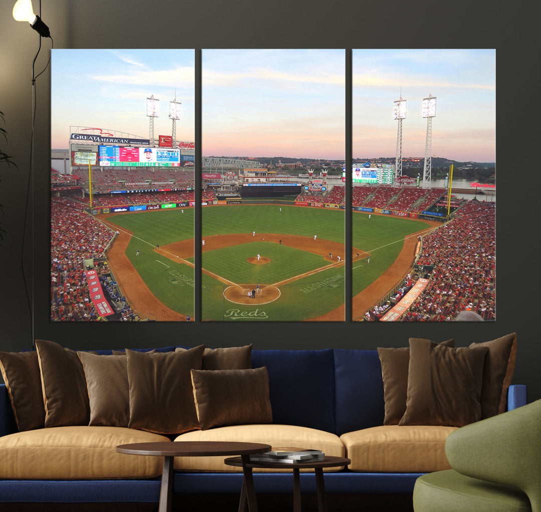 Great American Ball Park Print Cincinnati Reds Stadium Wall Art Print for Gift Baseball Lover, MLB Wall Art, College Dorm Wall Art Print