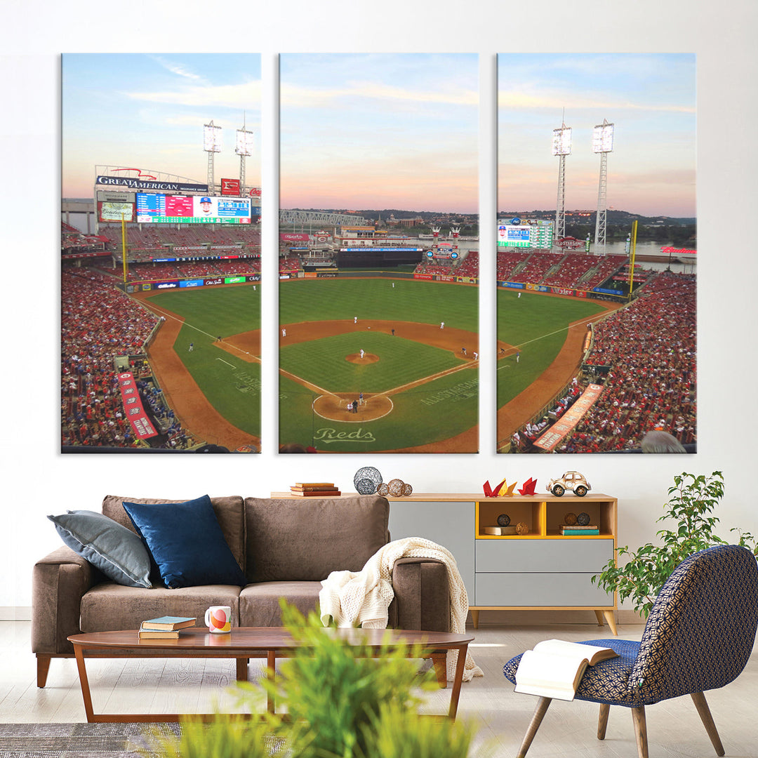 Great American Ball Park Print Cincinnati Reds Stadium Wall Art Print for Gift Baseball Lover, MLB Wall Art, College Dorm Wall Art Print