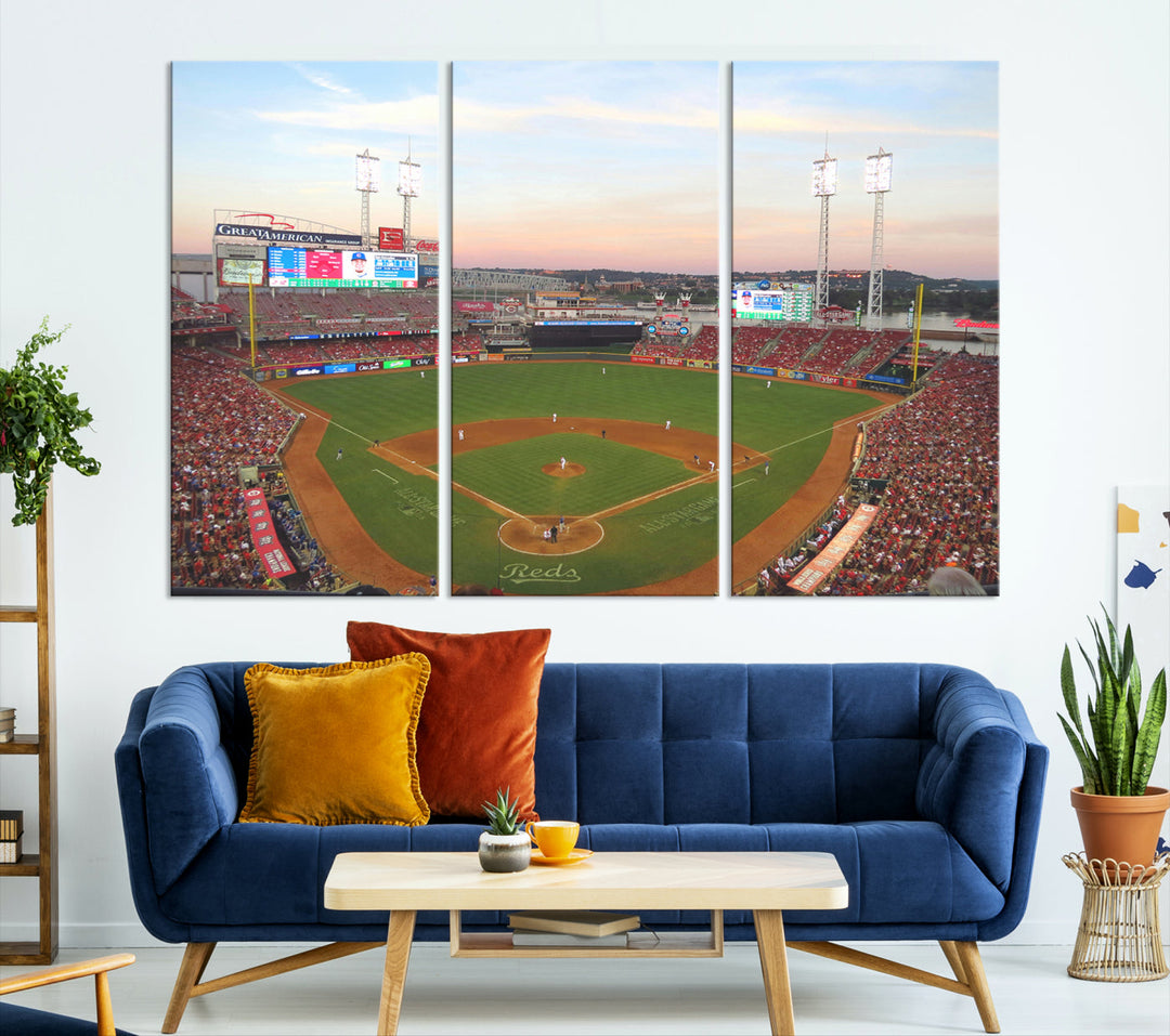 Great American Ball Park Print Cincinnati Reds Stadium Wall Art Print for Gift Baseball Lover, MLB Wall Art, College Dorm Wall Art Print