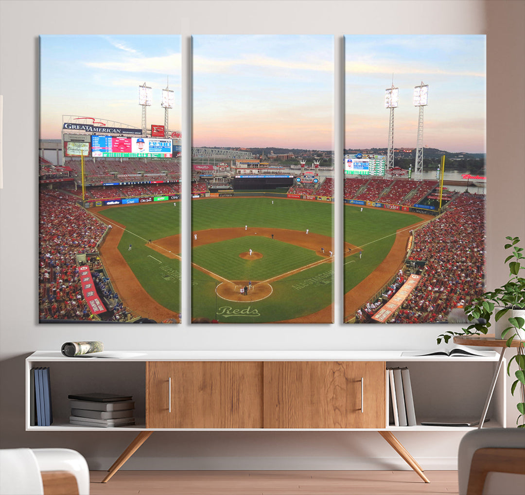 Great American Ball Park Print Cincinnati Reds Stadium Wall Art Print for Gift Baseball Lover, MLB Wall Art, College Dorm Wall Art Print