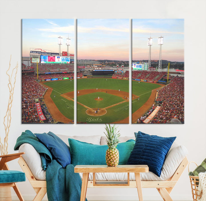 Great American Ball Park Print Cincinnati Reds Stadium Wall Art Print for Gift Baseball Lover, MLB Wall Art, College Dorm Wall Art Print