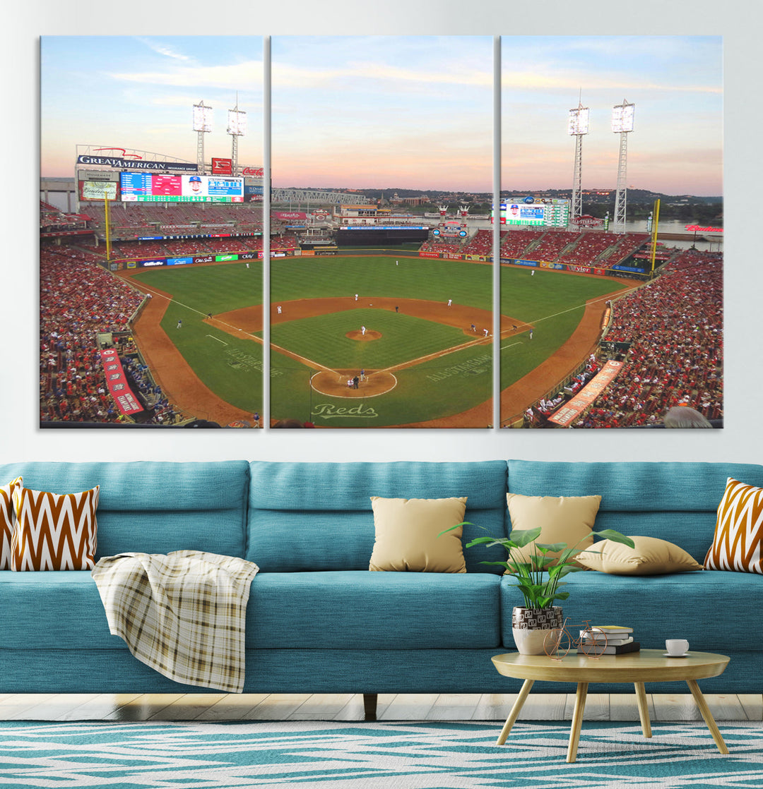 Great American Ball Park Print Cincinnati Reds Stadium Wall Art Print for Gift Baseball Lover, MLB Wall Art, College Dorm Wall Art Print