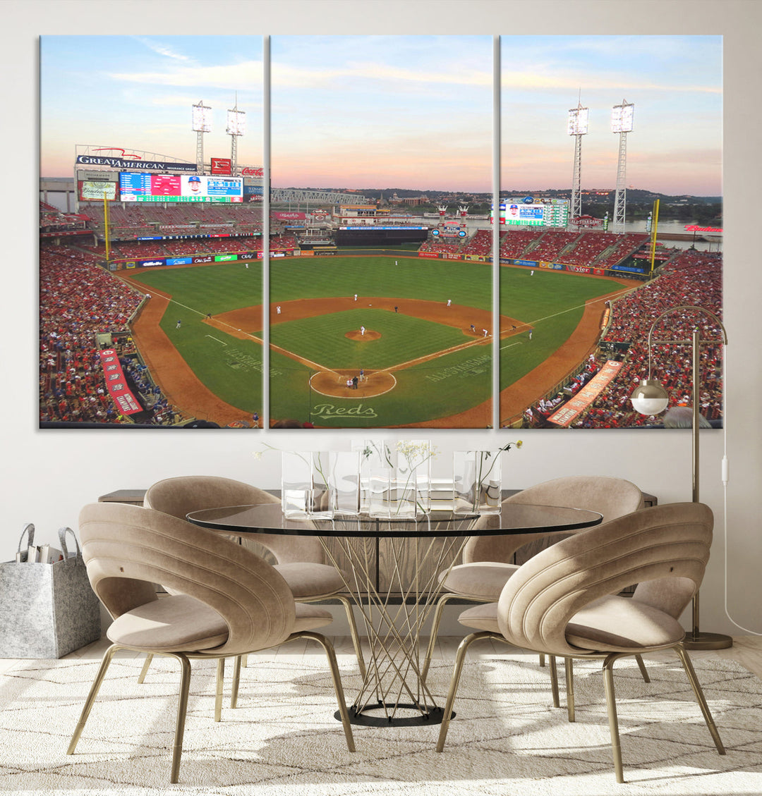 Great American Ball Park Print Cincinnati Reds Stadium Wall Art Print for Gift Baseball Lover, MLB Wall Art, College Dorm Wall Art Print