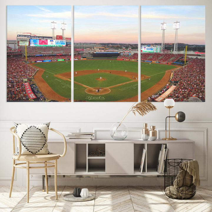 Great American Ball Park Print Cincinnati Reds Stadium Wall Art Print for Gift Baseball Lover, MLB Wall Art, College Dorm Wall Art Print