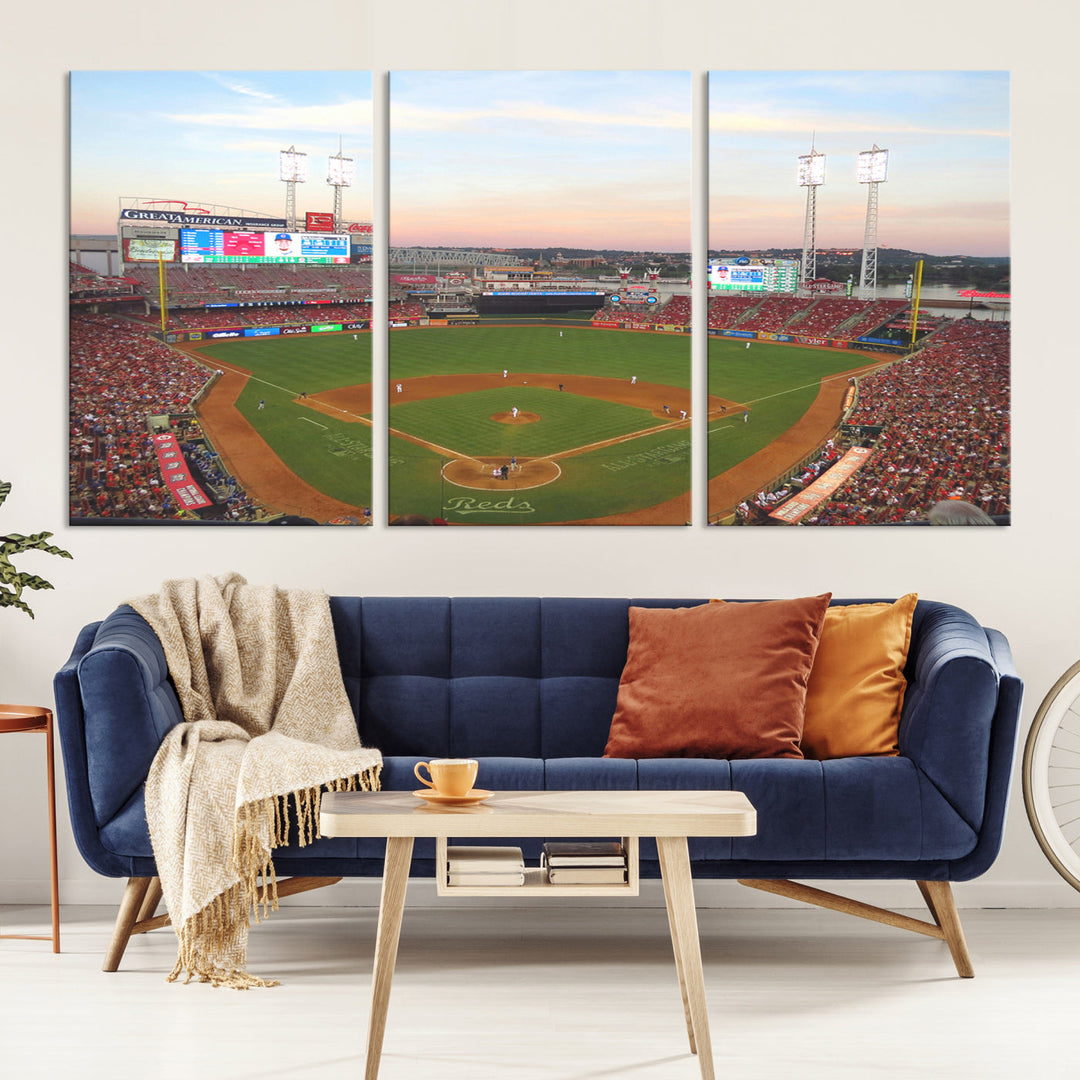 Great American Ball Park Print Cincinnati Reds Stadium Wall Art Print for Gift Baseball Lover, MLB Wall Art, College Dorm Wall Art Print