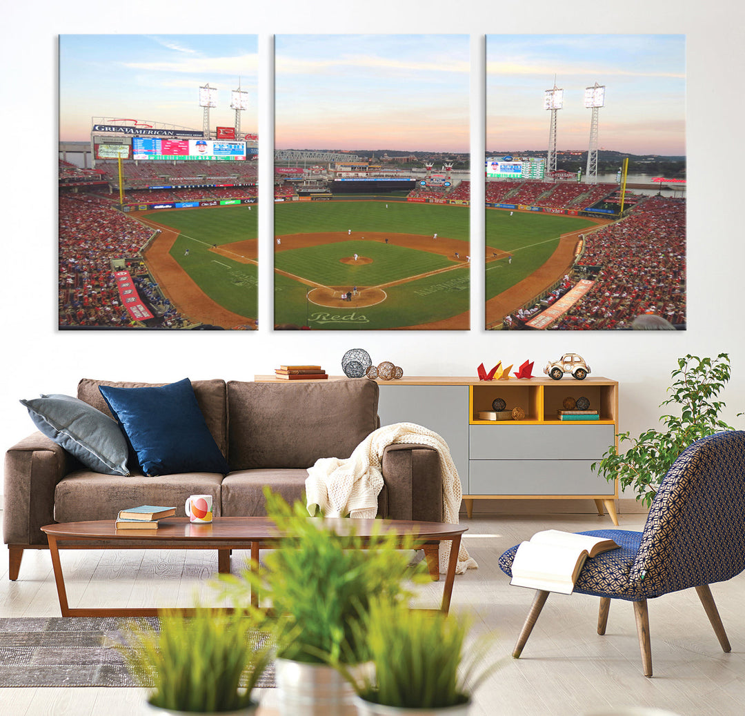 Great American Ball Park Print Cincinnati Reds Stadium Wall Art Print for Gift Baseball Lover, MLB Wall Art, College Dorm Wall Art Print