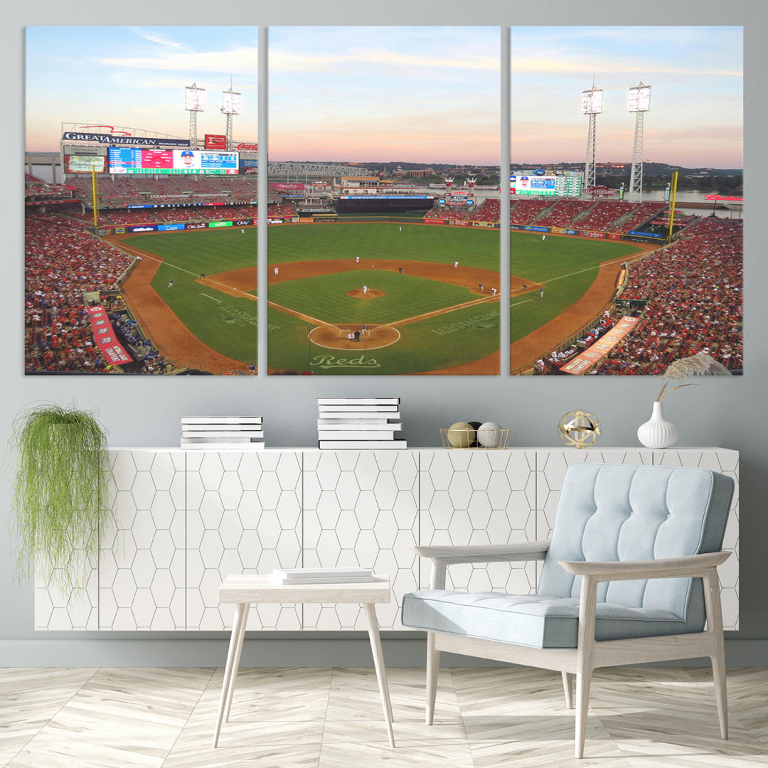 Great American Ball Park Print Cincinnati Reds Stadium Wall Art Print for Gift Baseball Lover, MLB Wall Art, College Dorm Wall Art Print