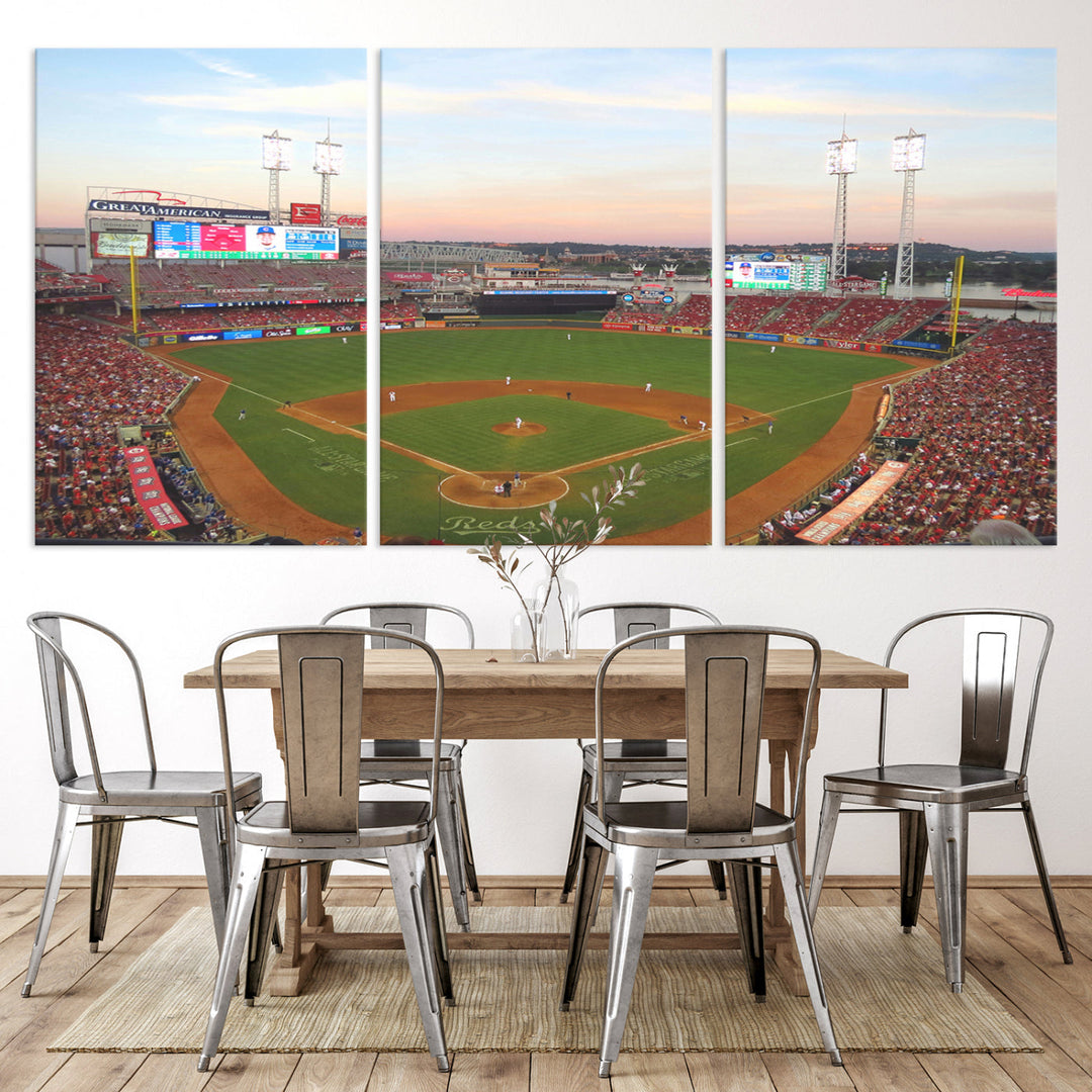 Great American Ball Park Print Cincinnati Reds Stadium Wall Art Print for Gift Baseball Lover, MLB Wall Art, College Dorm Wall Art Print