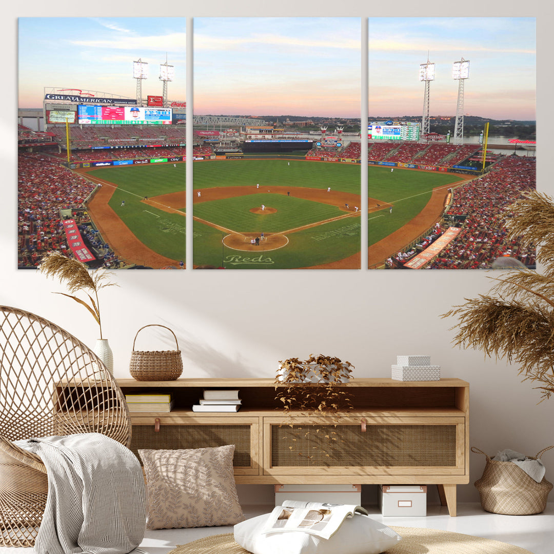 Great American Ball Park Print Cincinnati Reds Stadium Wall Art Print for Gift Baseball Lover, MLB Wall Art, College Dorm Wall Art Print