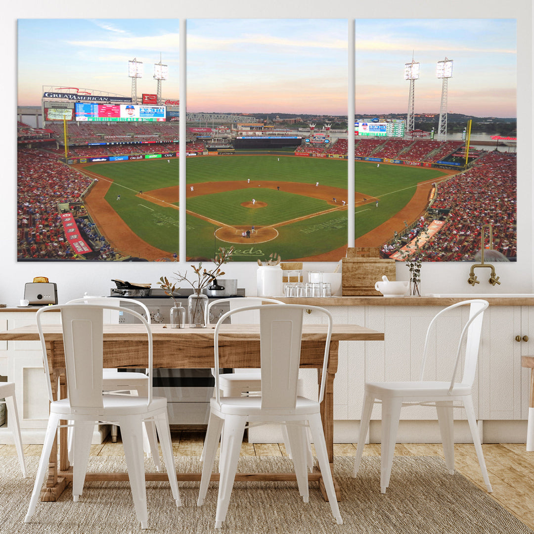 Great American Ball Park Print Cincinnati Reds Stadium Wall Art Print for Gift Baseball Lover, MLB Wall Art, College Dorm Wall Art Print