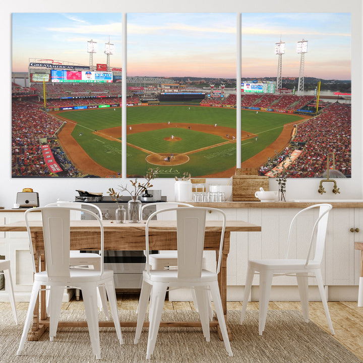 Great American Ball Park Print Cincinnati Reds Stadium Wall Art Print for Gift Baseball Lover, MLB Wall Art, College Dorm Wall Art Print