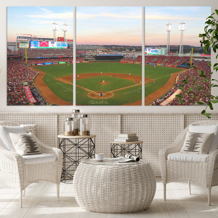 Great American Ball Park Print Cincinnati Reds Stadium Wall Art Print for Gift Baseball Lover, MLB Wall Art, College Dorm Wall Art Print