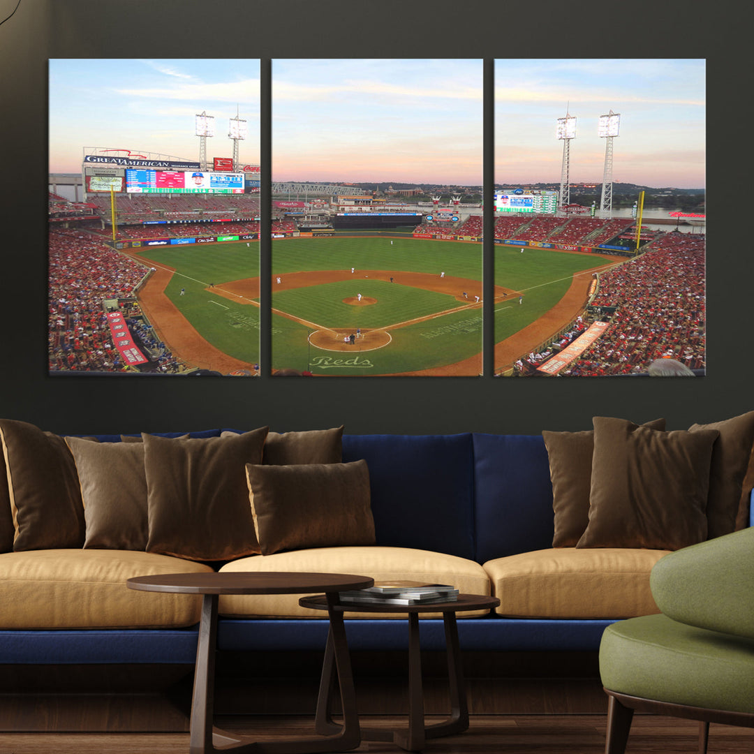 Great American Ball Park Print Cincinnati Reds Stadium Wall Art Print for Gift Baseball Lover, MLB Wall Art, College Dorm Wall Art Print