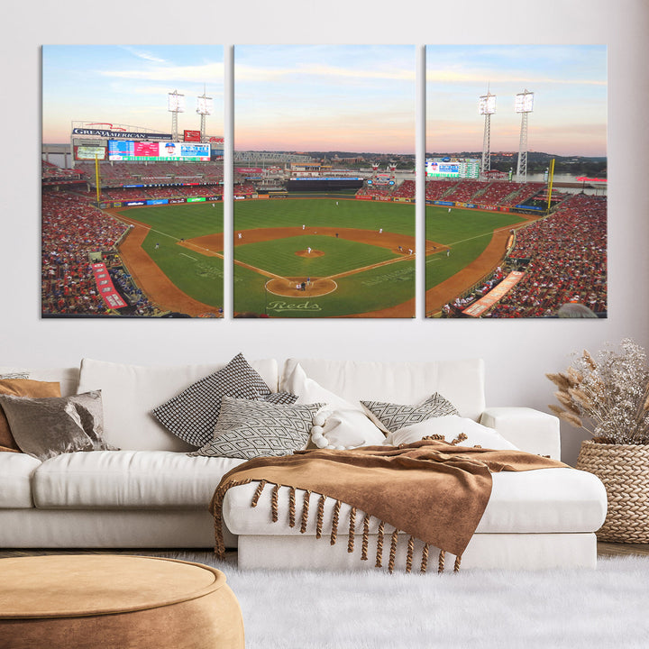 Great American Ball Park Print Cincinnati Reds Stadium Wall Art Print for Gift Baseball Lover, MLB Wall Art, College Dorm Wall Art Print