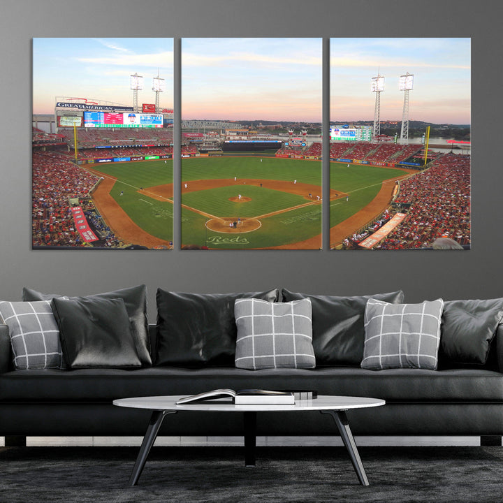 Great American Ball Park Print Cincinnati Reds Stadium Wall Art Print for Gift Baseball Lover, MLB Wall Art, College Dorm Wall Art Print