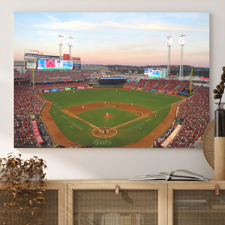 Great American Ball Park Print Cincinnati Reds Stadium Wall Art Print for Gift Baseball Lover, MLB Wall Art, College Dorm Wall Art Print