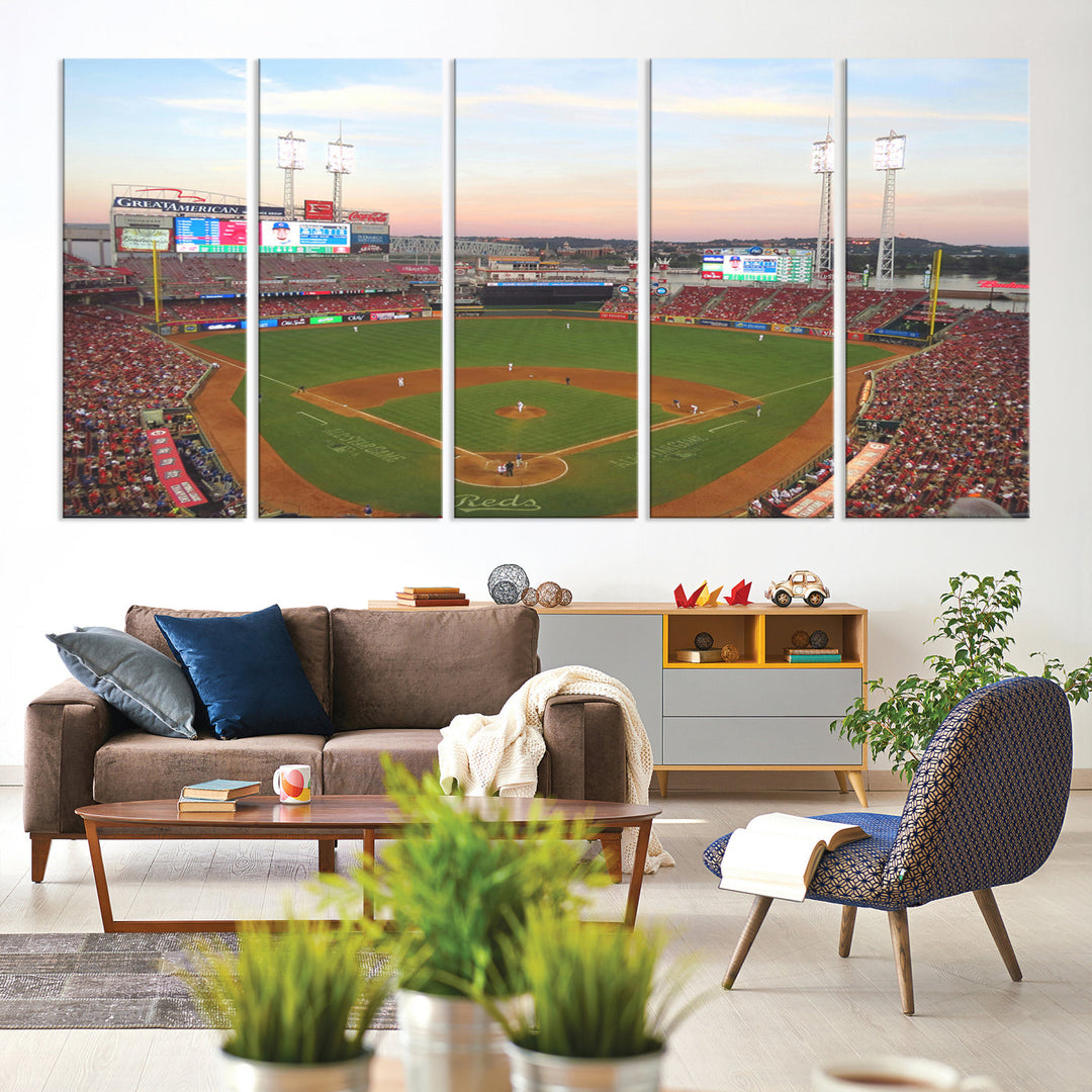 Great American Ball Park Print Cincinnati Reds Stadium Wall Art Print for Gift Baseball Lover, MLB Wall Art, College Dorm Wall Art Print