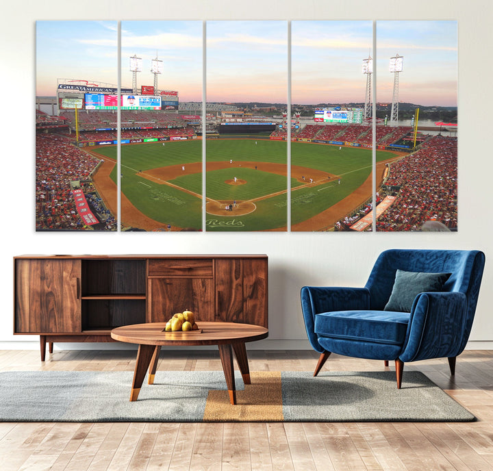 Great American Ball Park Print Cincinnati Reds Stadium Wall Art Print for Gift Baseball Lover, MLB Wall Art, College Dorm Wall Art Print