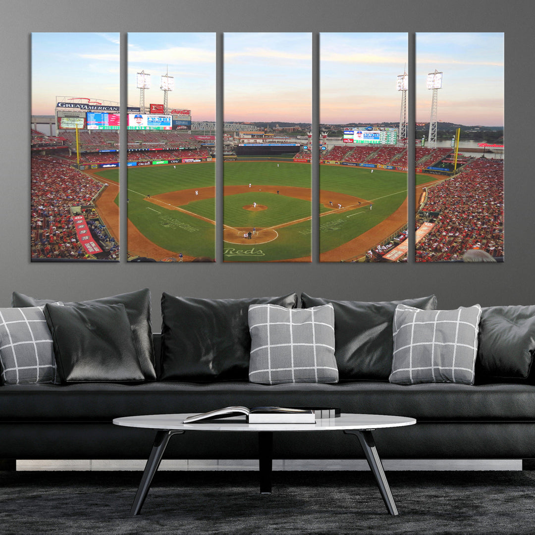 Great American Ball Park Print Cincinnati Reds Stadium Wall Art Print for Gift Baseball Lover, MLB Wall Art, College Dorm Wall Art Print