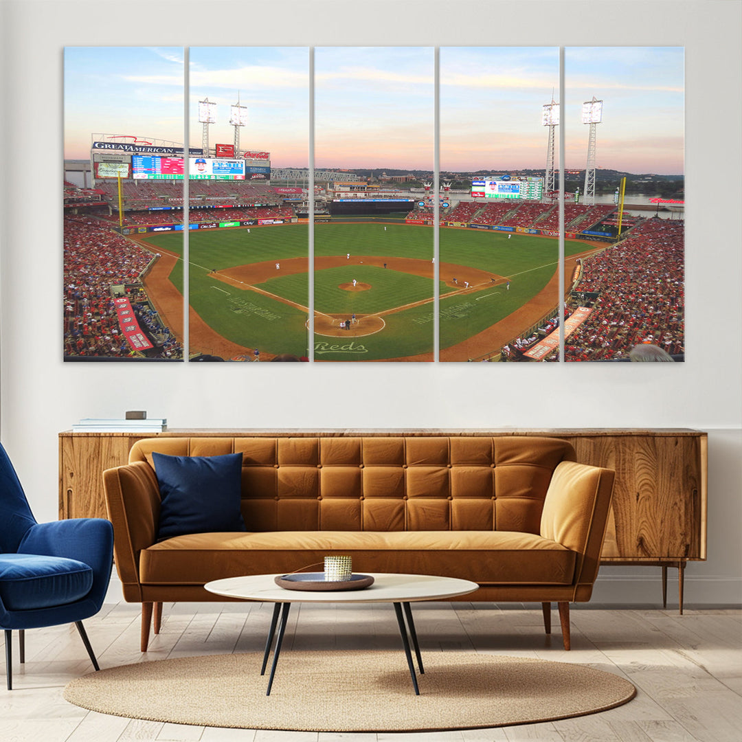 Great American Ball Park Print Cincinnati Reds Stadium Wall Art Print for Gift Baseball Lover, MLB Wall Art, College Dorm Wall Art Print