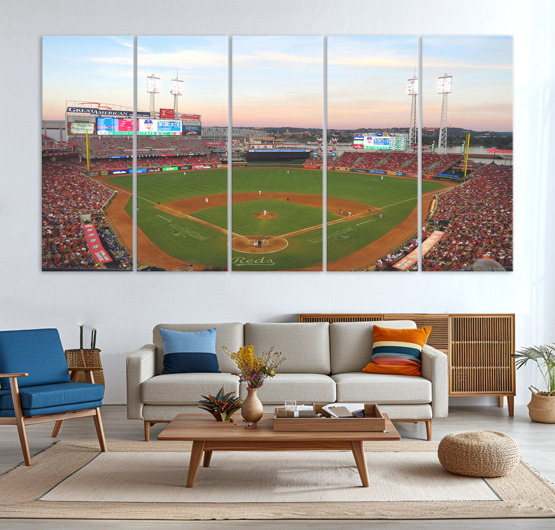 Great American Ball Park Print Cincinnati Reds Stadium Wall Art Print for Gift Baseball Lover, MLB Wall Art, College Dorm Wall Art Print