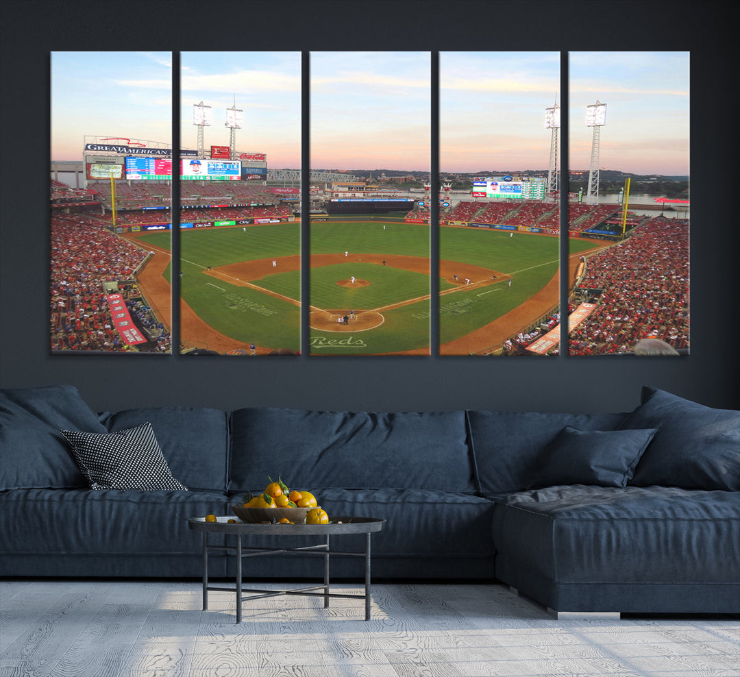 Great American Ball Park Print Cincinnati Reds Stadium Wall Art Print for Gift Baseball Lover, MLB Wall Art, College Dorm Wall Art Print