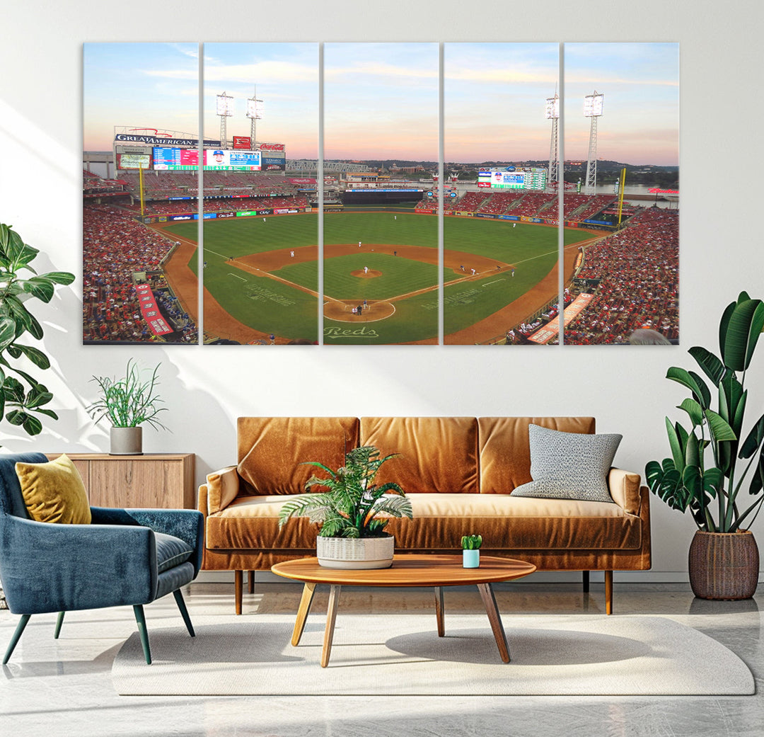 Great American Ball Park Print Cincinnati Reds Stadium Wall Art Print for Gift Baseball Lover, MLB Wall Art, College Dorm Wall Art Print