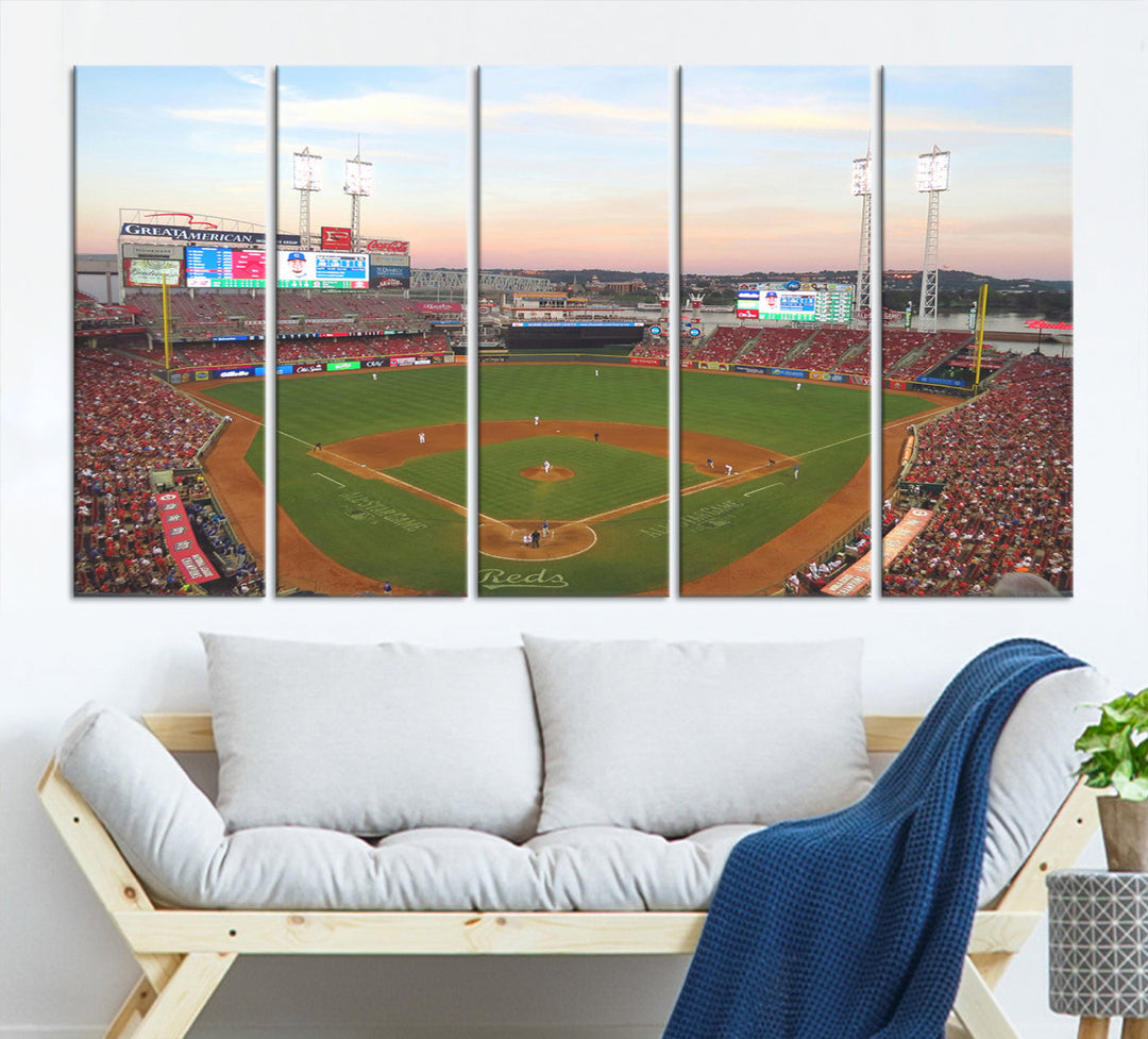 Great American Ball Park Print Cincinnati Reds Stadium Wall Art Print for Gift Baseball Lover, MLB Wall Art, College Dorm Wall Art Print