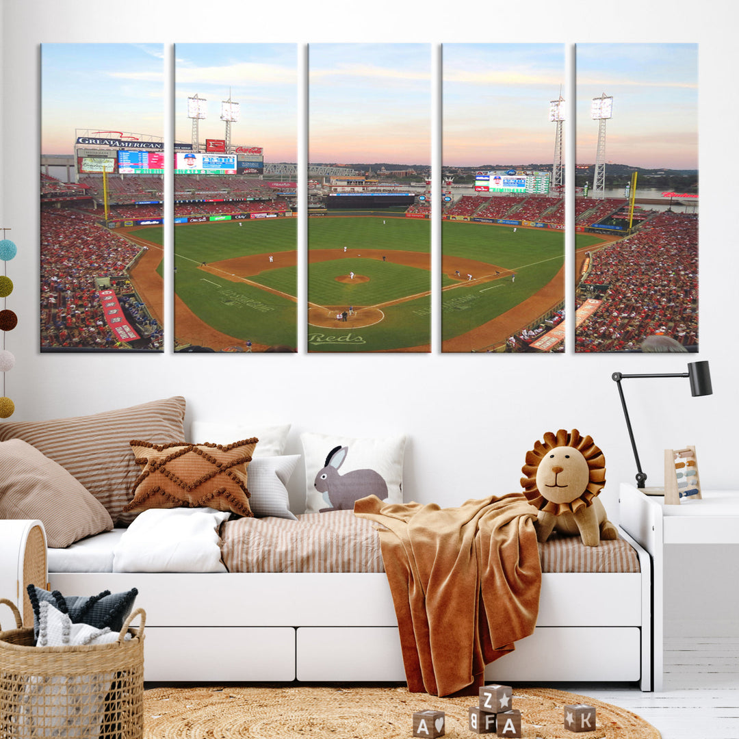 Great American Ball Park Print Cincinnati Reds Stadium Wall Art Print for Gift Baseball Lover, MLB Wall Art, College Dorm Wall Art Print