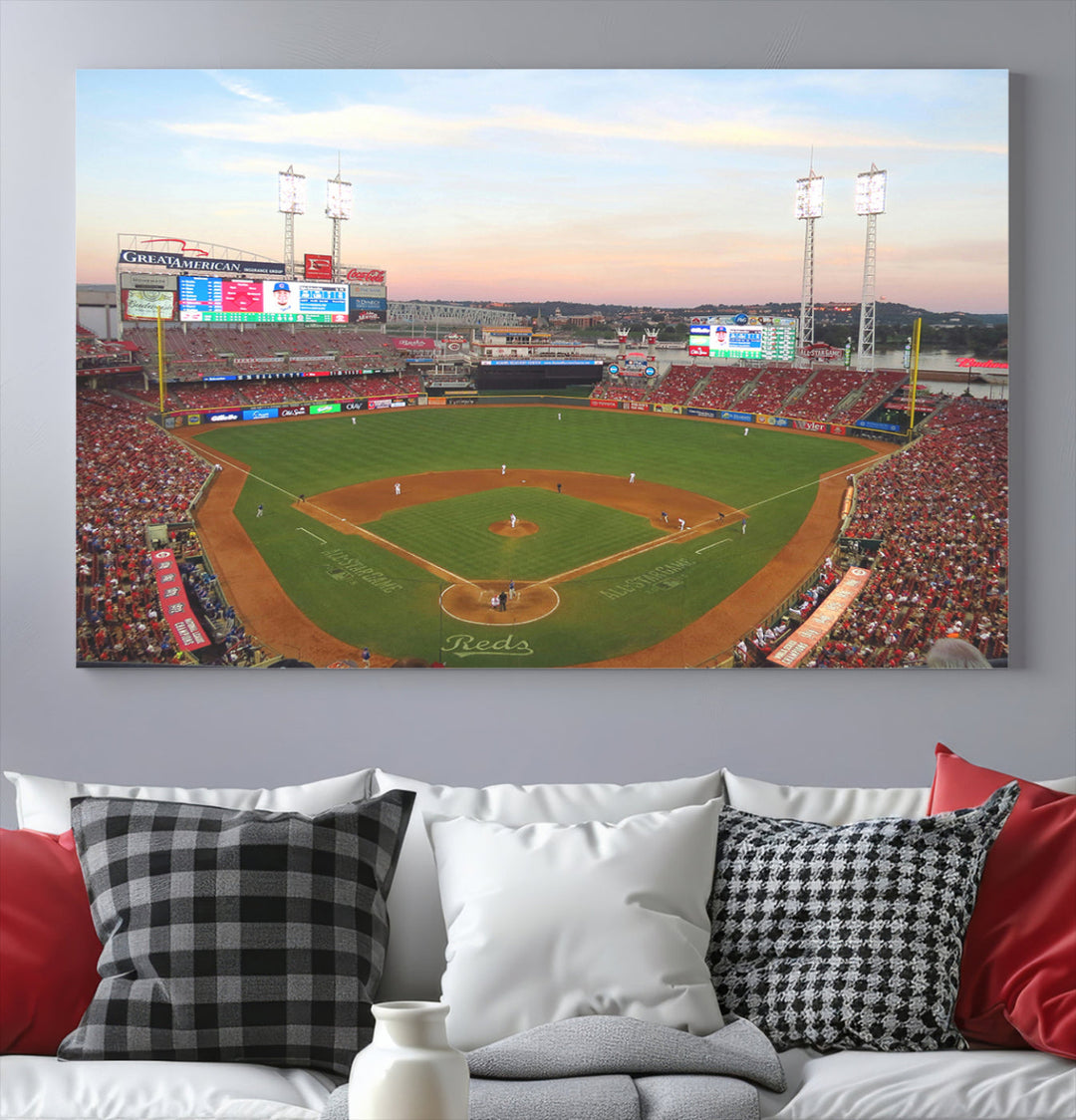 Great American Ball Park Print Cincinnati Reds Stadium Wall Art Print for Gift Baseball Lover, MLB Wall Art, College Dorm Wall Art Print