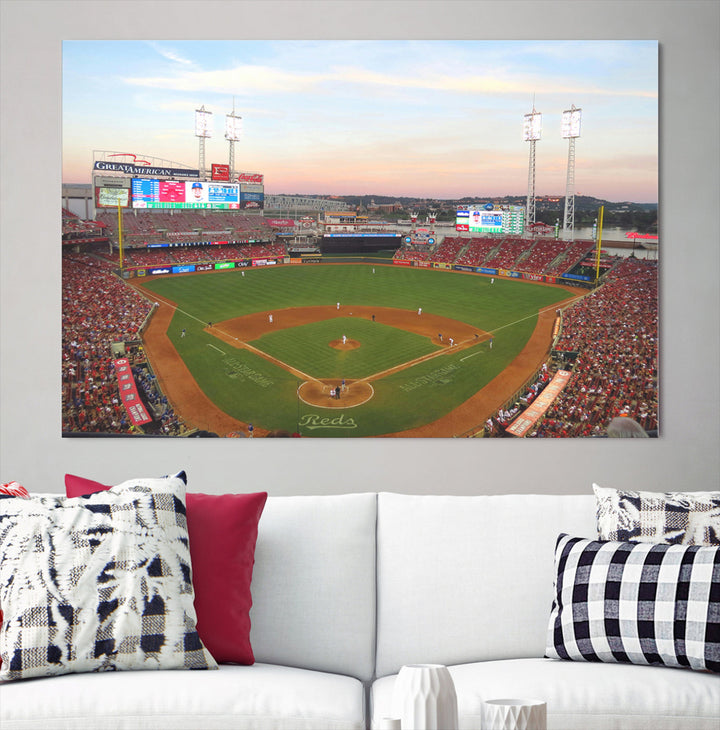 Great American Ball Park Print Cincinnati Reds Stadium Wall Art Print for Gift Baseball Lover, MLB Wall Art, College Dorm Wall Art Print