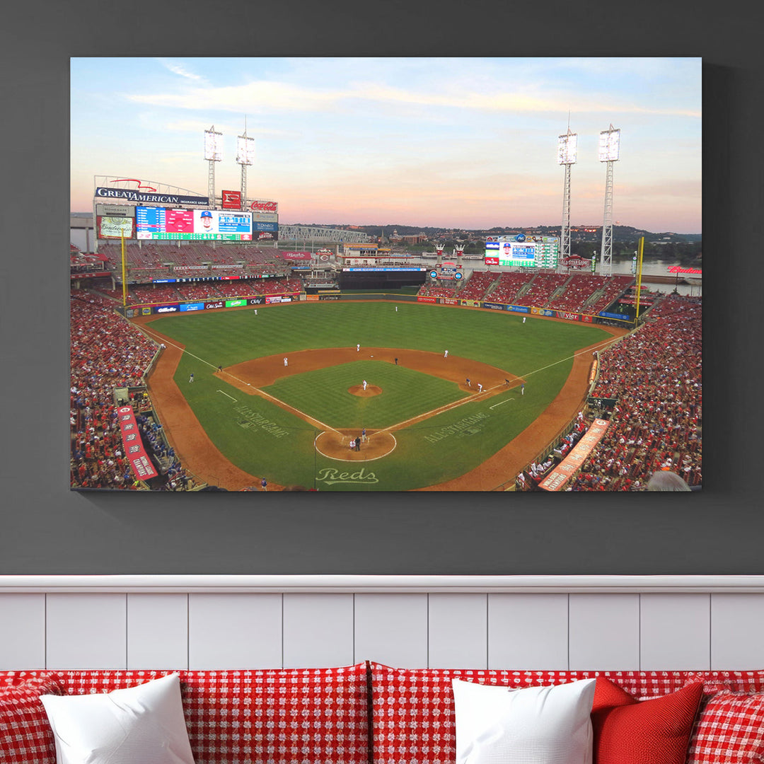 Great American Ball Park Print Cincinnati Reds Stadium Wall Art Print for Gift Baseball Lover, MLB Wall Art, College Dorm Wall Art Print