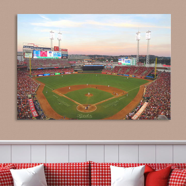 Great American Ball Park Print Cincinnati Reds Stadium Wall Art Print for Gift Baseball Lover, MLB Wall Art, College Dorm Wall Art Print